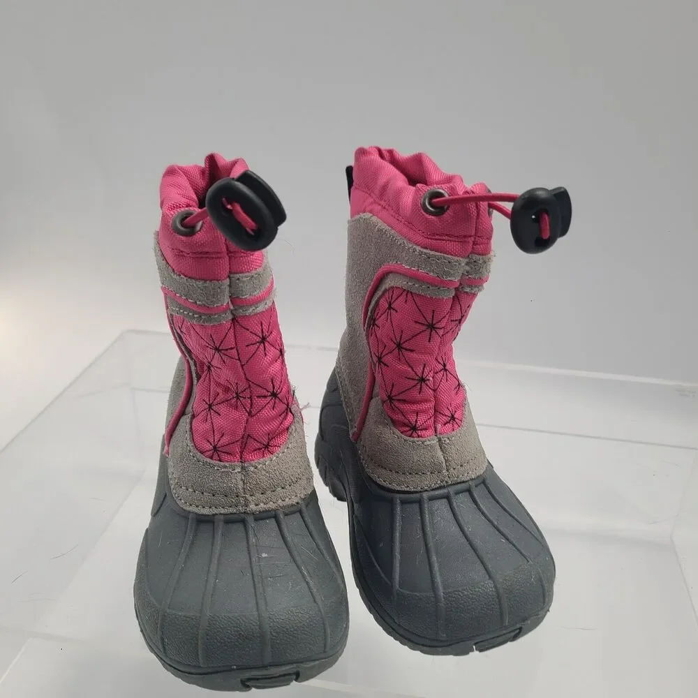 SPORTO Little Girl's 5/6 Gray & Pink Snowflake Winter Boots